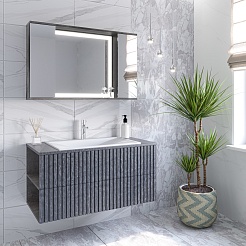 Stella Polare Мебель для ванной Дэрри 100 подвесная бетон/цемент – фотография-2
